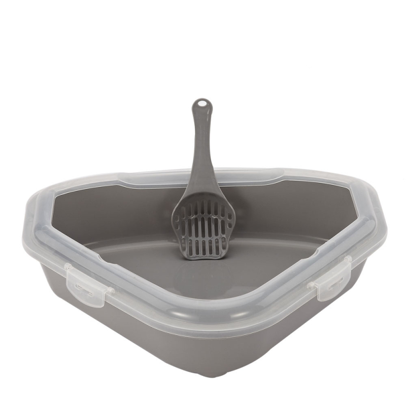 Κουτί αμμολόγου γάτας με τριγωνικό ημι-κλειστό σχέδιο, αντί-πιτσιλίσεων, σύστημα ελέγχου οσμών, περιλαμβάνει κουτάλι, ABS πλαστικό