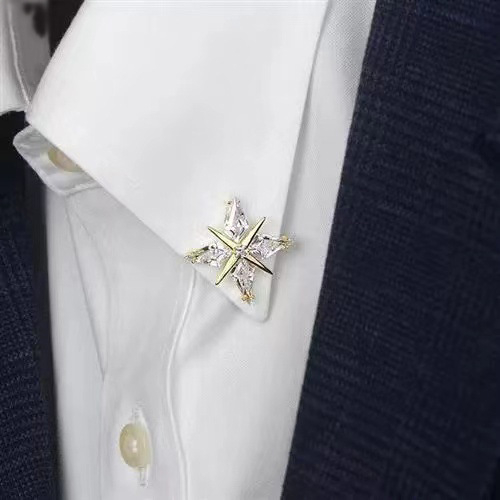 Broš na ovratnik, legura, završna obrada dijamantom, fashion OL stil, unisex ukrasni dodatak za košulje i sako