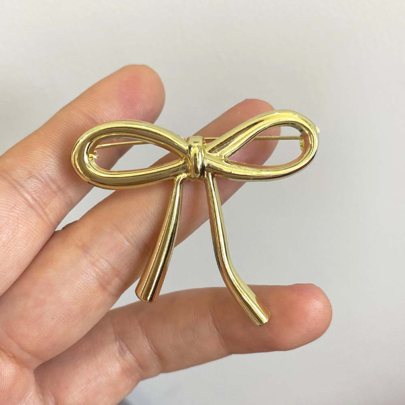 Метална брошка с панделка за женски аксесоар, двойно използване, електроплатинация