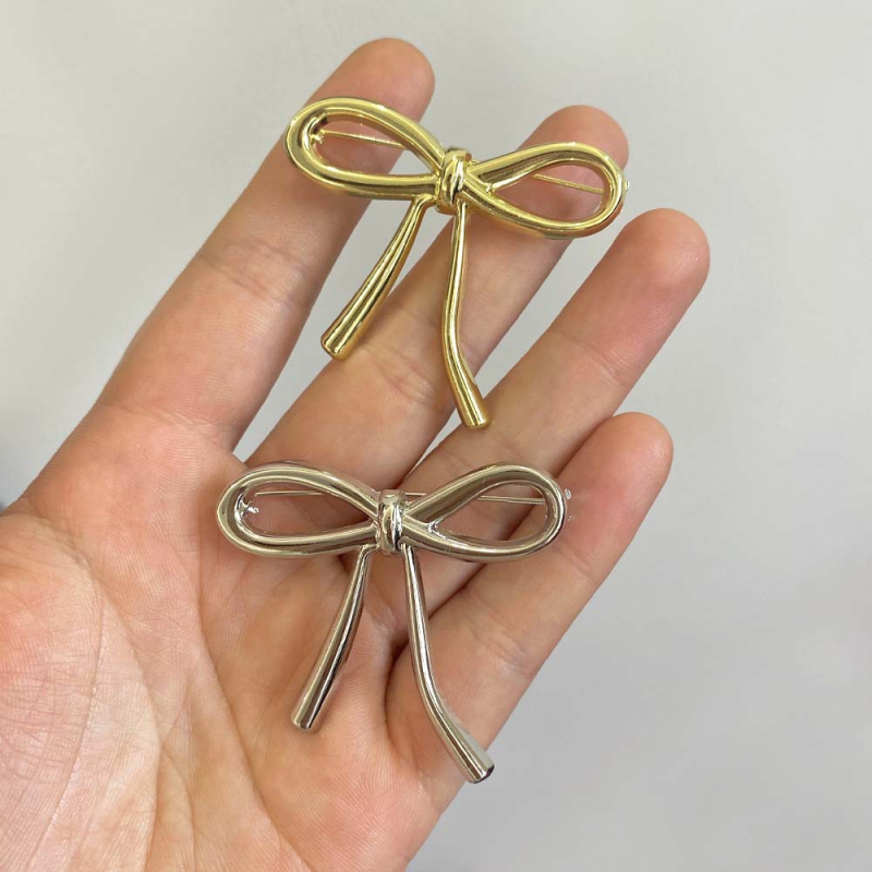 Метална брошка с панделка за женски аксесоар, двойно използване, електроплатинация