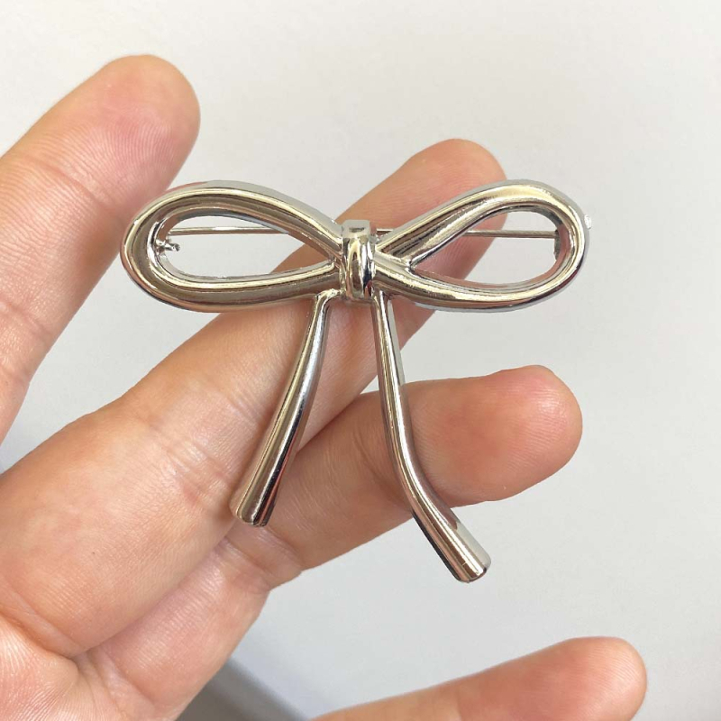 Метална брошка с панделка за женски аксесоар, двойно използване, електроплатинация