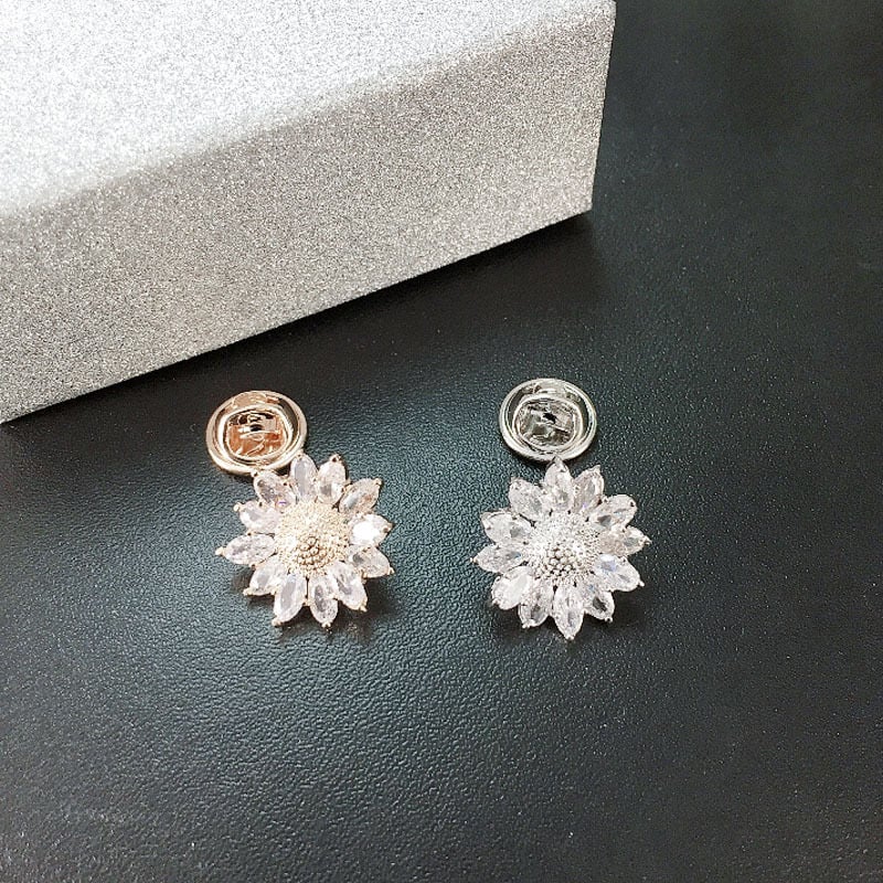 Kaela pin päikesekõrva ja tsirkooniga, vase alus, Korea stiil, unisex