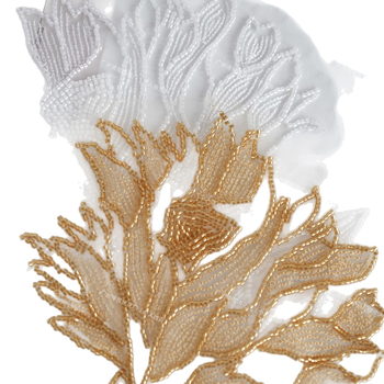 Aplīme ar pērlītēm caurulēs – ziedu forma, modes aksesuārs, druka, pielāgojama