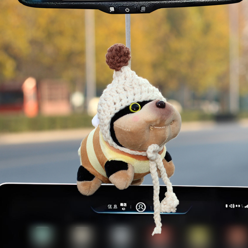 Bee Puppy auto privjesak, plišna dekoracija unutrašnjosti u karikaturalnom stilu, prilagodljivo (Brand: Beautiful night thoughts; Materijal: Pliš; Prilagodljivost: Da; Stil: Crtani; Funkcija: Unutarnja dekoracija)