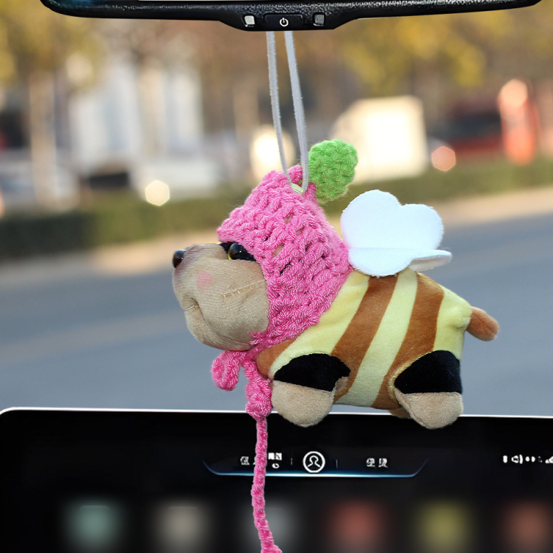 Bee Puppy auto privjesak, plišna dekoracija unutrašnjosti u karikaturalnom stilu, prilagodljivo (Brand: Beautiful night thoughts; Materijal: Pliš; Prilagodljivost: Da; Stil: Crtani; Funkcija: Unutarnja dekoracija)