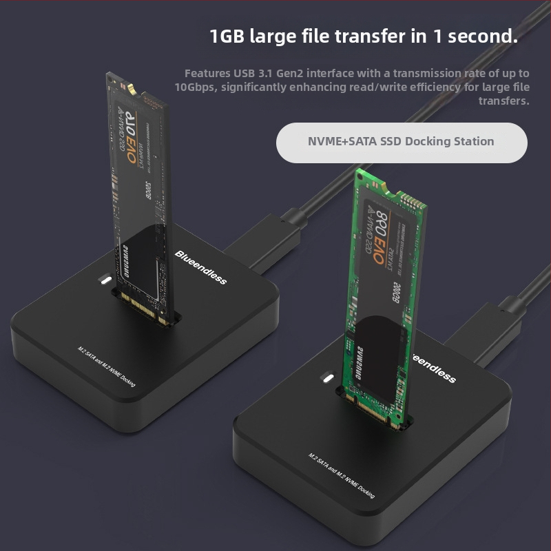 Dual-protokol SATA/NVMe — rýchly čítač a dock pre M.2 SSD, hliníková zliatina, 2TB, 10Gbps