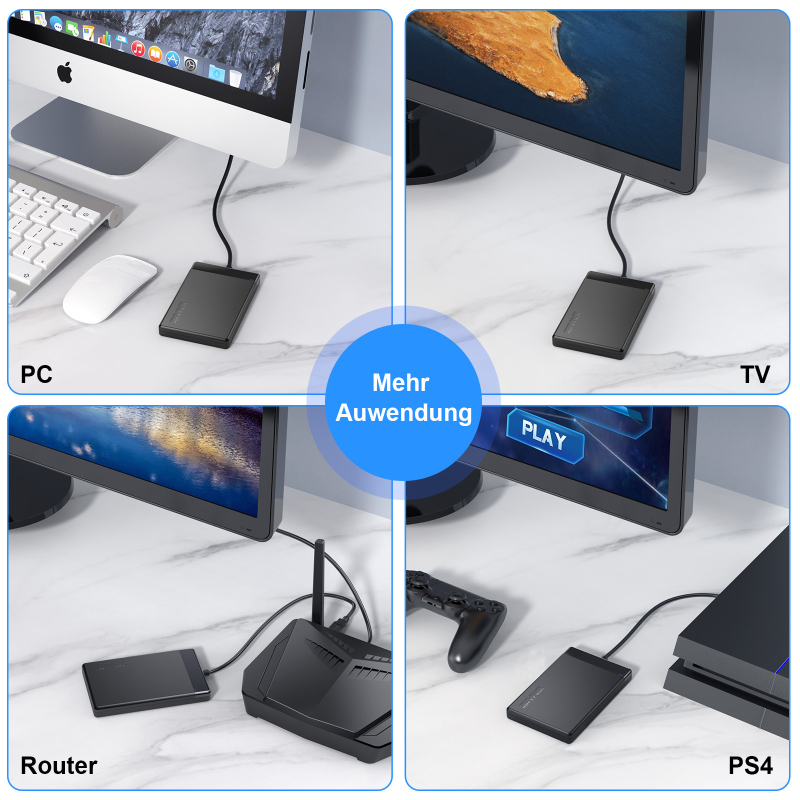 Spoljna kutija za SATA tvrdi disk od 2,5 inča, USB 3.0, ABS materijal, kapacitet 2TB, model H01