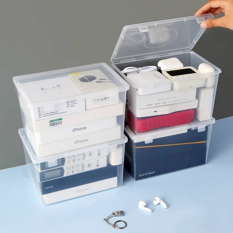 Διάφανο κουτί αποθήκευσης από PP πλαστικό, με αποσπώμενο σχεδιασμό, ανθεκτικό στη σκόνη και στην υγρασία. Πολυλειτουργικός οργανωτής με μικρή χωρητικότητα и πολλές διαμερισματικές θήκες για υπνοδωμάτιο, μοντέρνος μινιμαλιστικός σχεδιασμός