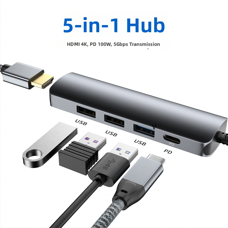 5-in-1 USB-C hub s 4K HDMI, PD100W nabíjanie a 5 Gbps prenos dát