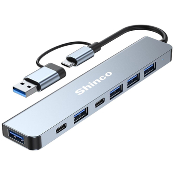 Type-C 7-u-1 docking stanica s USB proširenjem i dvostrukim izlazom za prijenosno računalo i tablet (Bez vanjske napajanja, Lightning sučelje, splitter 1 na 2)