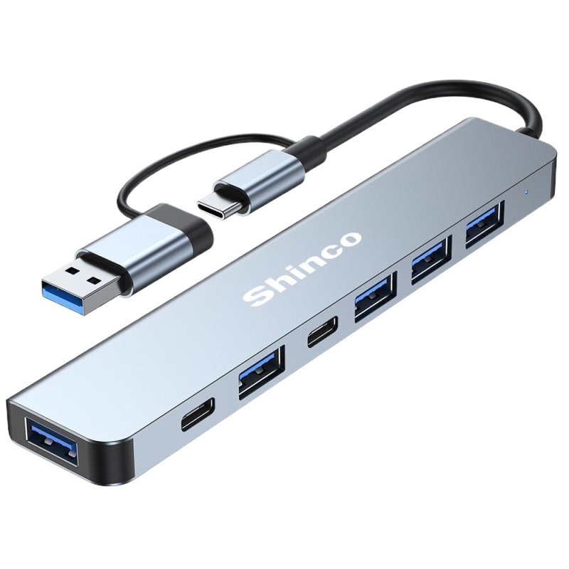 Type-C 7-u-1 docking stanica s USB proširenjem i dvostrukim izlazom za prijenosno računalo i tablet (Bez vanjske napajanja, Lightning sučelje, splitter 1 na 2)