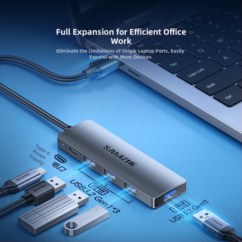 USB σταθμός σύνδεσης με πολλαπλές θύρες Type-C, USB 3.0, τροφοδοτούμενος, καλώδιο επέκτασης
