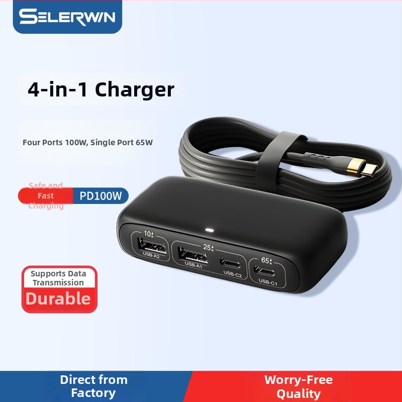 Xinlewei 9802- 100W Type-C štvorport USB 2.0 hub, 1,5 m kábel, bez externého napájania