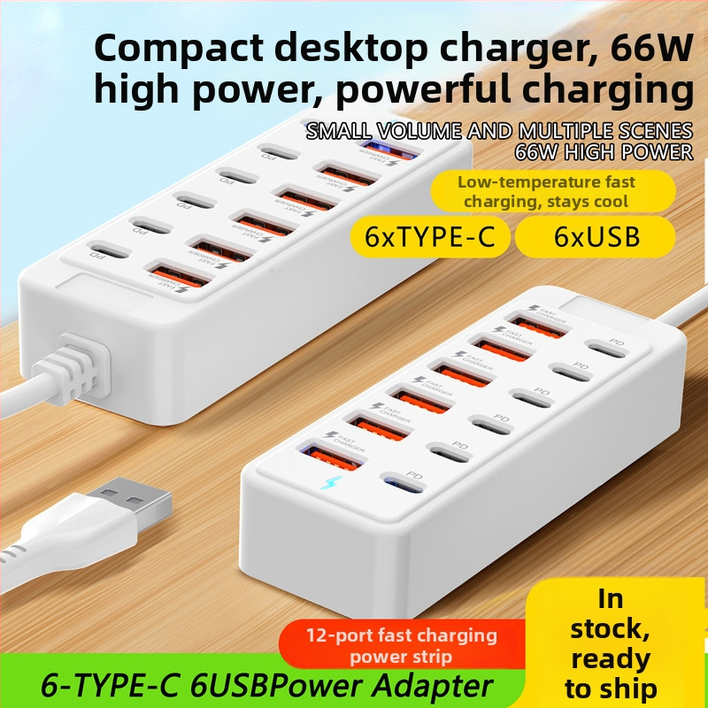 USB-C dokovacia stanica s 12 portami, USB 3.0, 66W PD rýchle nabíjanie, externé napájanie