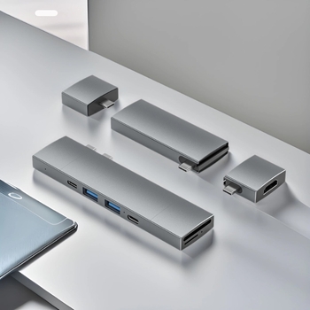 Διπλός USB-C σταθμός USB-C με αρθρωτό σχεδιασμό τριών τμημάτων, CK-00406A, 5Gbps, USB-C HUB, χωρίς εξωτερική τροφοδοσία