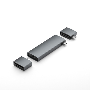 Διπλός USB-C σταθμός USB-C με αρθρωτό σχεδιασμό τριών τμημάτων, CK-00406A, 5Gbps, USB-C HUB, χωρίς εξωτερική τροφοδοσία