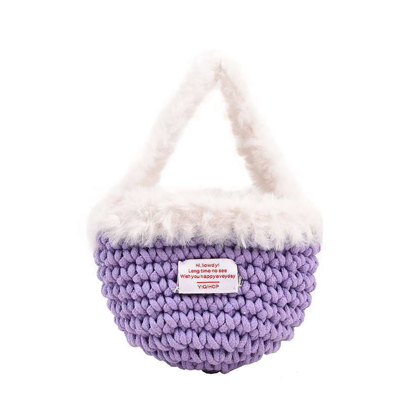 Ručna pletena bucket bag, vodoravni četvrtasti oblik, poliester podstava, unutarnja džep sa zipom, jedna naramenica