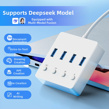 Επιτραπέζιο AI επεκτατικό ντόκ USB 3.0 με 4 θύρες, 5 Gbps, τροφοδοσία μέσω USB, καλώδιο 120 cm, Wenxin AI Hub
