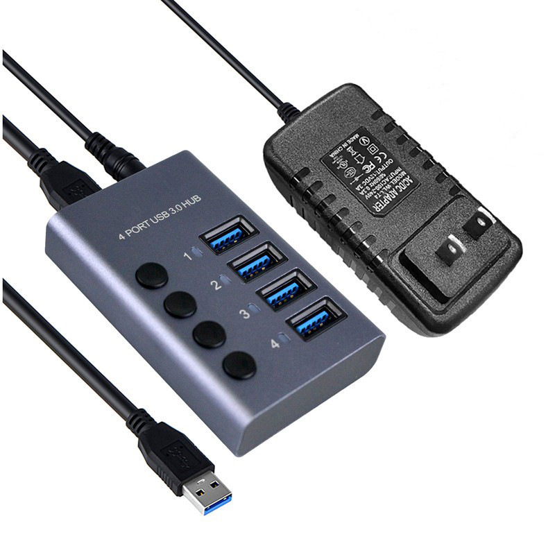 10-portni USB 3.0 hub s nezavisnim prekidačem, vanjsko napajanje, brzina prijenosa 5 Gbps, kabel duljine 1,5 m