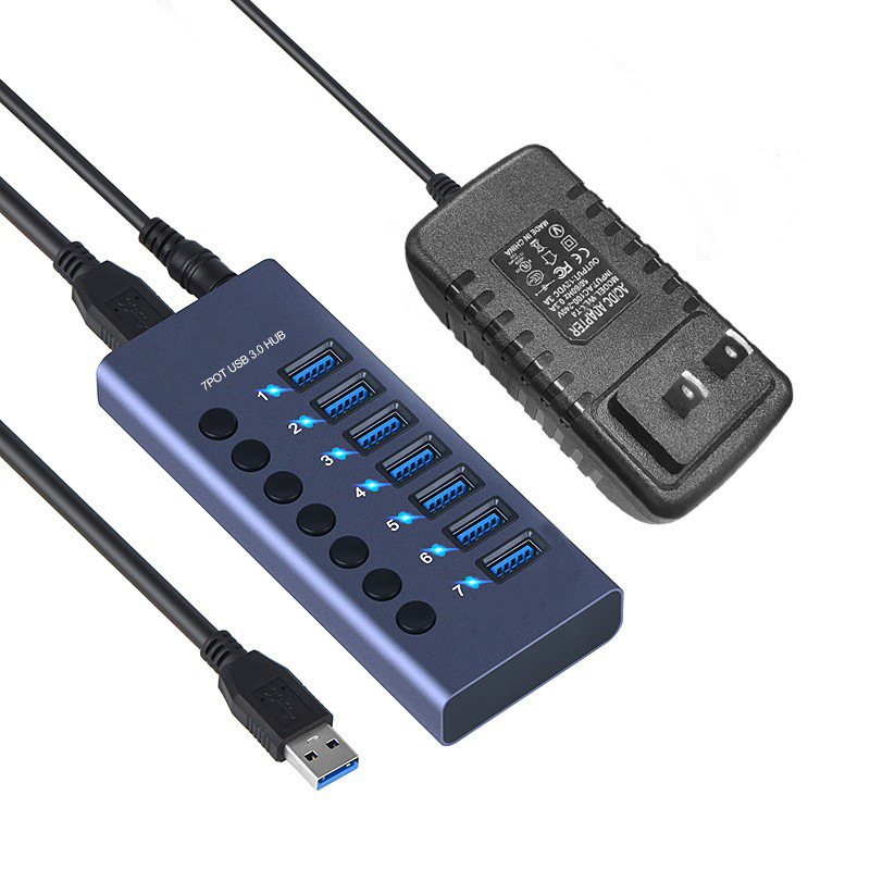 10-portni USB 3.0 hub s nezavisnim prekidačem, vanjsko napajanje, brzina prijenosa 5 Gbps, kabel duljine 1,5 m
