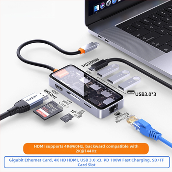 Type-C viacúčelový dok s USB rozšílením, HDMI výstup a Gigabit Ethernet pre notebooky