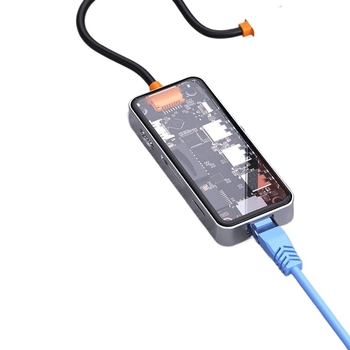 Type-C viacúčelový dok s USB rozšílením, HDMI výstup a Gigabit Ethernet pre notebooky