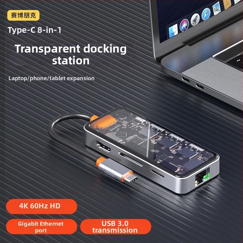 Type-C viacúčelový dok s USB rozšílením, HDMI výstup a Gigabit Ethernet pre notebooky