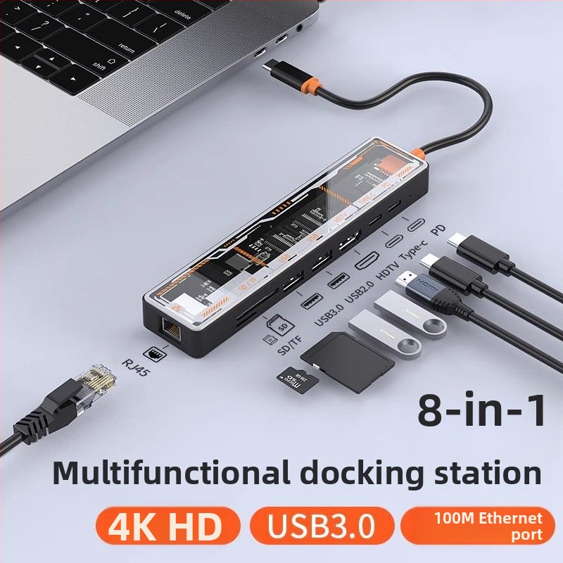 Type-C viacúčelový dok s USB rozšílením, HDMI výstup a Gigabit Ethernet pre notebooky