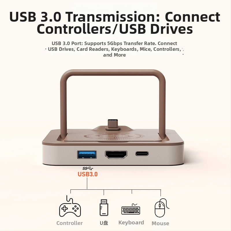 Type-C dokovacia stanica pre telefón a tablet s HDMI video konvertorom, 4K, 5Gbps, bez externého napájania