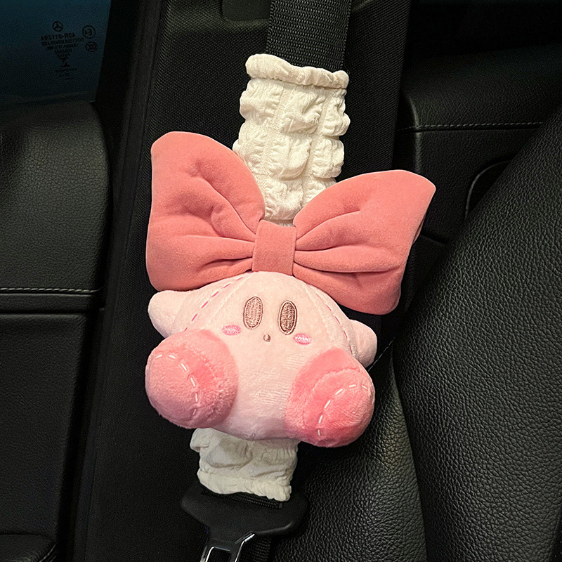 Kirby plišani naslon za sigurnosni pojas automobila — sve sezone, zaštita protiv gušenja, dekorativan dodatak, pogodan kao poklon
