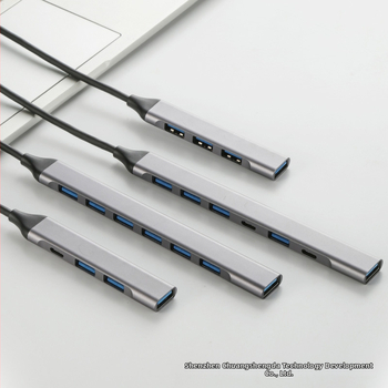 Type-C dvojhlavý rozširujúci dok 7–v–1 USB 3.0 hub pre telefón a počítač, prenos až do 5 Gbps, 1–4 porty, bez externého napájania