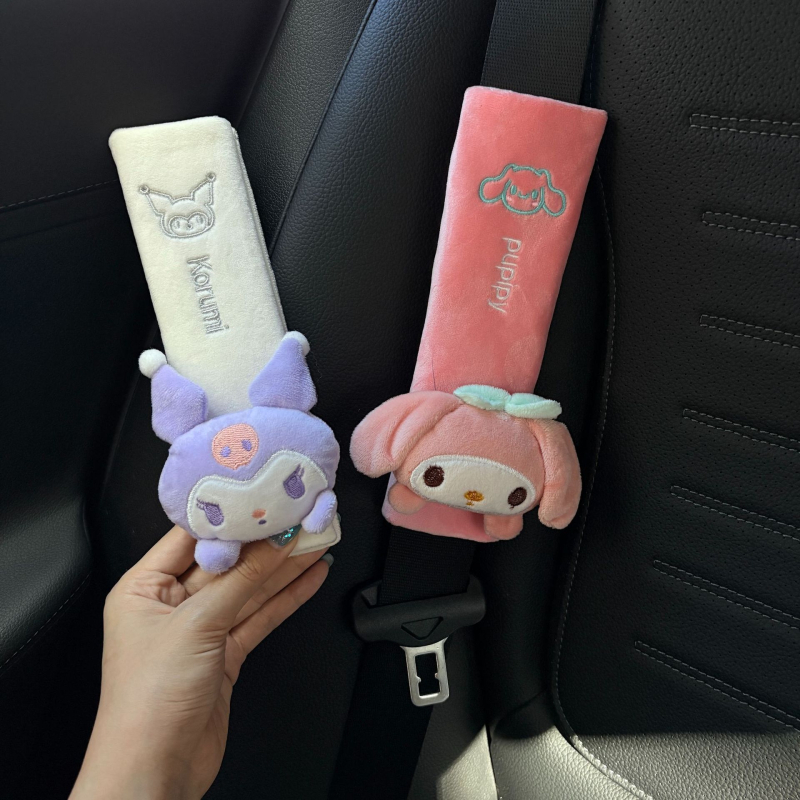 Jastučasti pokrov sigurnosnog pojasa automobila s likom Sanrio Kuromi, plišani dodatak, 35 g, moguć tisak logotipa