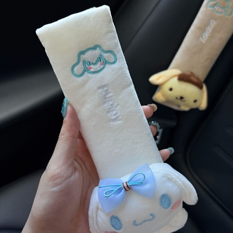 Jastučasti pokrov sigurnosnog pojasa automobila s likom Sanrio Kuromi, plišani dodatak, 35 g, moguć tisak logotipa