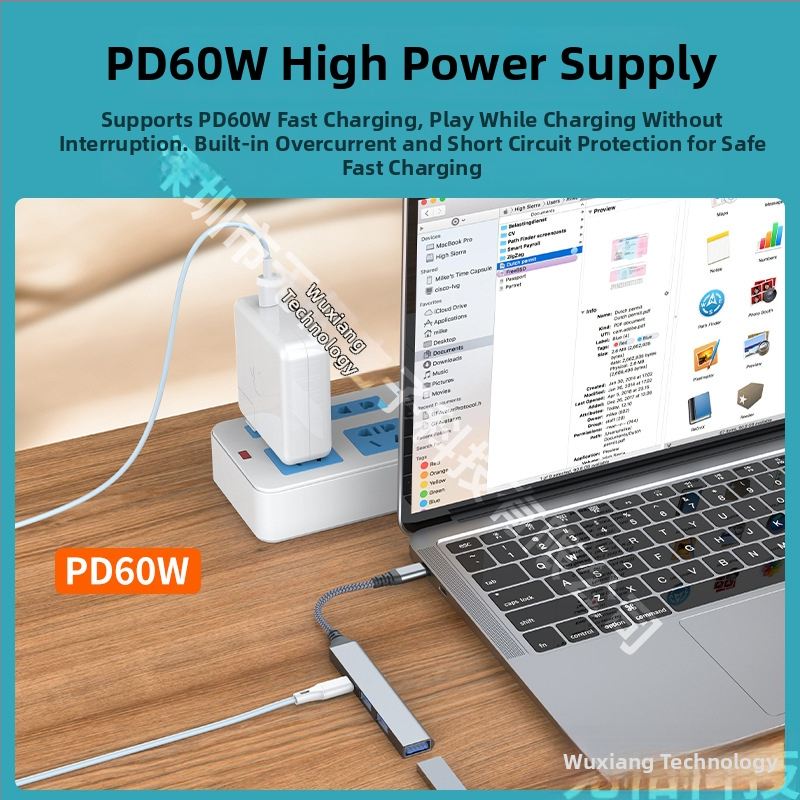 No Phase USB-C PD60W 4-in-1 docking station για φορητούς υπολογιστές (τροφοδοτούμενο μέσω USB-C, bus-powered)