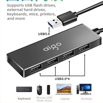Aigo USB 3.0 4-portový hub H01-3.0, 200M prenos, dĺžka káblov 0.25–1.5 m