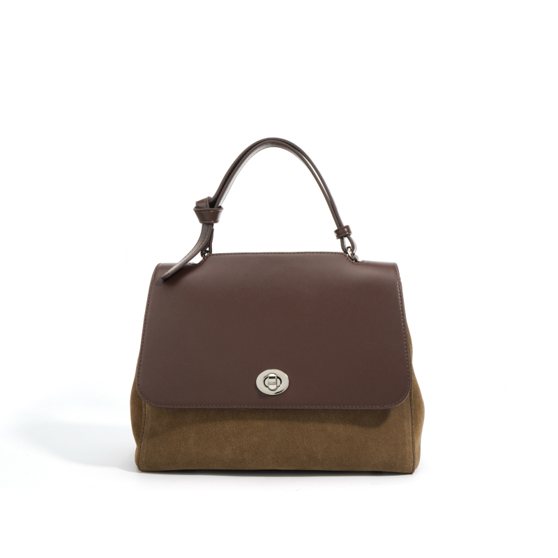 Prava kožna ženska torbica na rame/crossbody, horizontalnog kvadratnog oblika, zatvaranje klapnom, unutarnja džep s zipom i džep za identifikaciju, podstava od poliestera-bavlne