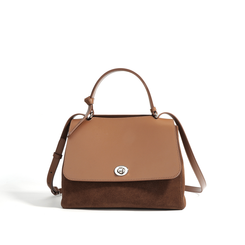 Prava kožna ženska torbica na rame/crossbody, horizontalnog kvadratnog oblika, zatvaranje klapnom, unutarnja džep s zipom i džep za identifikaciju, podstava od poliestera-bavlne