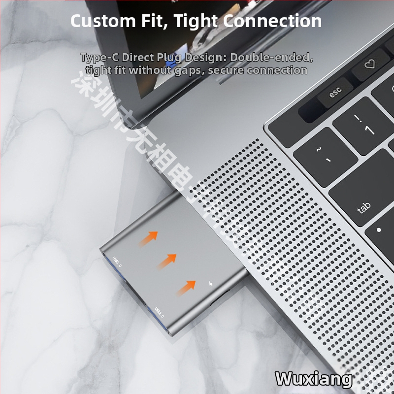 Type-C σταθμός σύνδεσης για MacBook Pro/Air, 3-σε-1 επέκταση με USB-C είσοδο και δύο εξόδους, μεταφορά δεδομένων 5 Gbps, χωρίς εξωτερική τροφοδοσία