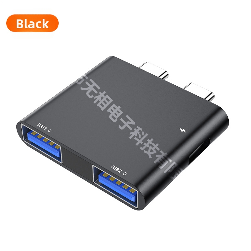 Type-C σταθμός σύνδεσης για MacBook Pro/Air, 3-σε-1 επέκταση με USB-C είσοδο και δύο εξόδους, μεταφορά δεδομένων 5 Gbps, χωρίς εξωτερική τροφοδοσία