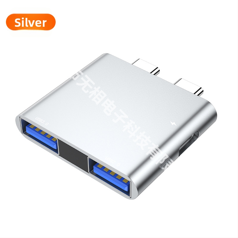 Type-C σταθμός σύνδεσης για MacBook Pro/Air, 3-σε-1 επέκταση με USB-C είσοδο και δύο εξόδους, μεταφορά δεδομένων 5 Gbps, χωρίς εξωτερική τροφοδοσία