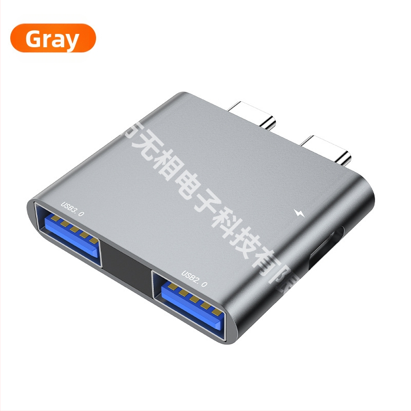 Type-C σταθμός σύνδεσης για MacBook Pro/Air, 3-σε-1 επέκταση με USB-C είσοδο και δύο εξόδους, μεταφορά δεδομένων 5 Gbps, χωρίς εξωτερική τροφοδοσία