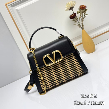 Ženska torba s bambusovom pletenom i kožnim patchworkom, preko ramena ili crossbody za svakodnevnu upotrebu
