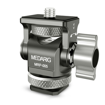 Medarig suport PTZ pan-tilt din aluminiu cu suport universal pentru cold shoe și șurub de 1/4 inch, suportă până la 2–5 kg