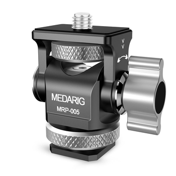 Medarig suport PTZ pan-tilt din aluminiu cu suport universal pentru cold shoe și șurub de 1/4 inch, suportă până la 2–5 kg