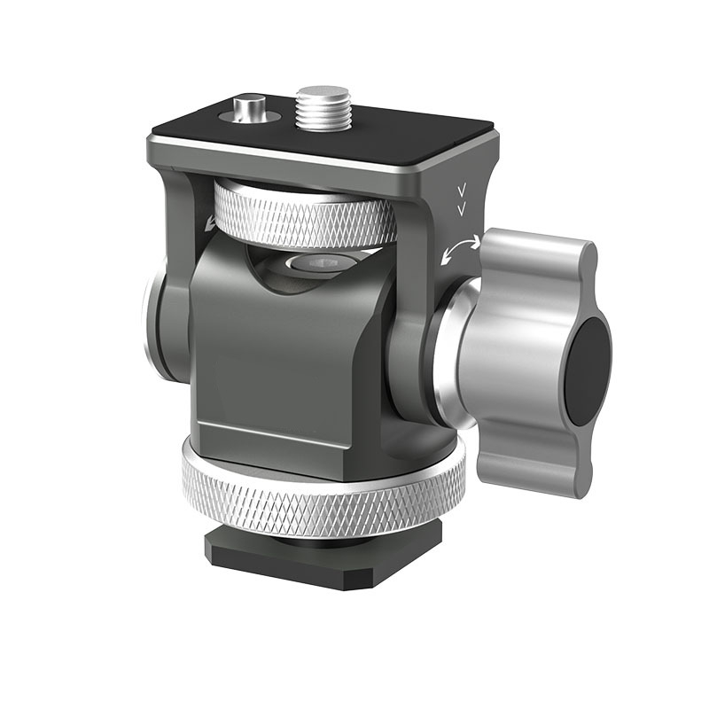 Medarig suport PTZ pan-tilt din aluminiu cu suport universal pentru cold shoe și șurub de 1/4 inch, suportă până la 2–5 kg