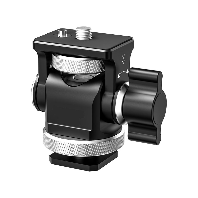 Medarig suport PTZ pan-tilt din aluminiu cu suport universal pentru cold shoe și șurub de 1/4 inch, suportă până la 2–5 kg