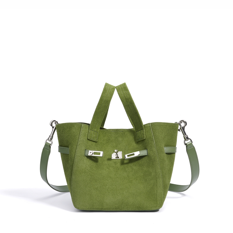 Torba za rameno crossbody od prave kože s teksturom frosted cowhide, oblik bucket, magnetska kopča, unutarnja džep za telefon i džep s patentnim zatvaračem
