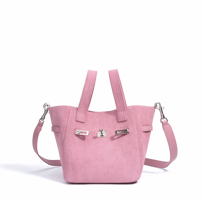 Torba za rameno crossbody od prave kože s teksturom frosted cowhide, oblik bucket, magnetska kopča, unutarnja džep za telefon i džep s patentnim zatvaračem