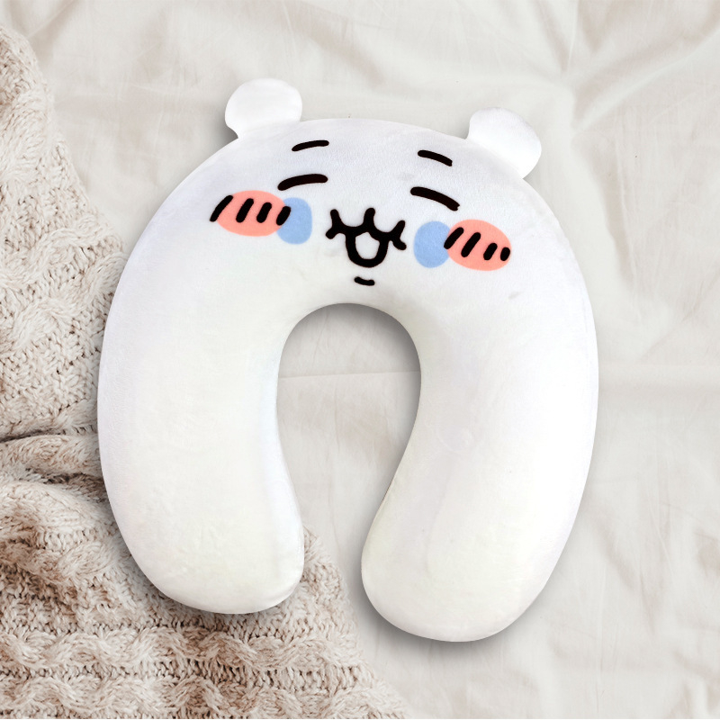 У-образна възглавница за пътуване с паметна пяна, покрита с кристално кадифе – карикатурен стил, универсално пасване