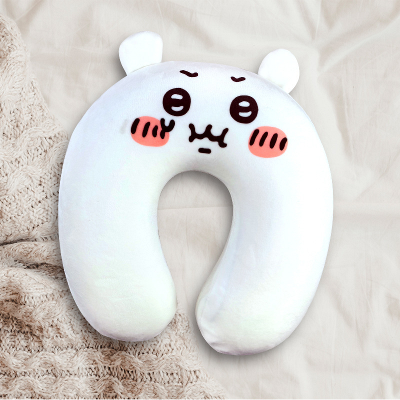 У-образна възглавница за пътуване с паметна пяна, покрита с кристално кадифе – карикатурен стил, универсално пасване